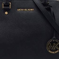 Pre Owned MICHAEL Micheal Kors Black Leather Cindy Dome Satchel