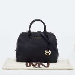 Pre Owned MICHAEL Micheal Kors Black Leather Cindy Dome Satchel
