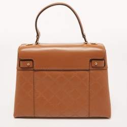 Pre Owned Michael Kors Brown Quilted Leather Medium Gramercy Top Handle Bag