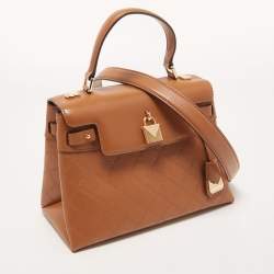 Pre Owned Michael Kors Brown Quilted Leather Medium Gramercy Top Handle Bag