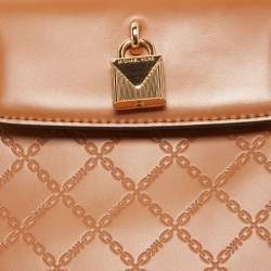 Pre Owned Michael Kors Brown Quilted Leather Medium Gramercy Top Handle Bag