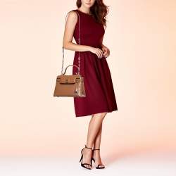Pre Owned Michael Kors Brown Quilted Leather Medium Gramercy Top Handle Bag