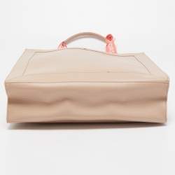 Pre Owned Michael Kors Light Pink Leather Logo Handle Tote 