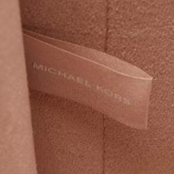 Pre Owned Michael Kors Light Pink Leather Logo Handle Tote 