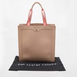Pre Owned Michael Kors Light Pink Leather Logo Handle Tote 