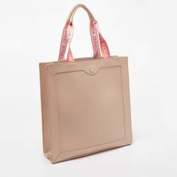 Pre Owned Michael Kors Light Pink Leather Logo Handle Tote 