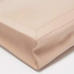 Pre Owned Michael Kors Light Pink Leather Logo Handle Tote 