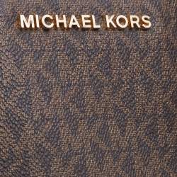 Pre Owned Michael Kors Brown/Burgundy Signature Coated Canvas and Leather Tote