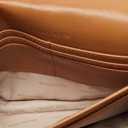 Pre Owned Michael Kors Brown Signature Coated Canvas and Leather Floral Daniela Shoulder Bag