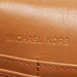 Pre Owned Michael Kors Brown Signature Coated Canvas and Leather Floral Daniela Shoulder Bag