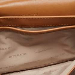 Pre Owned Michael Kors Brown Signature Coated Canvas and Leather Floral Daniela Shoulder Bag