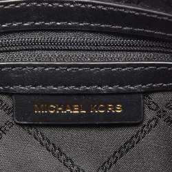 Pre Owned Michael Kors Black/Beige Canvas and Leather Logo Striped Crossbody Bag