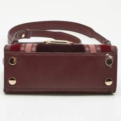 Pre Owned Michael Kors Tri Color Leather and Velvet Mini Whitney Top Handle Bag