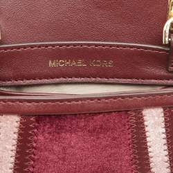 Pre Owned Michael Kors Tri Color Leather and Velvet Mini Whitney Top Handle Bag