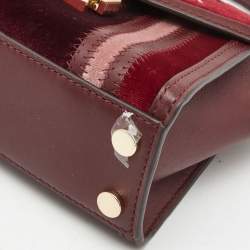 Pre Owned Michael Kors Tri Color Leather and Velvet Mini Whitney Top Handle Bag