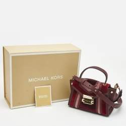 Pre Owned Michael Kors Tri Color Leather and Velvet Mini Whitney Top Handle Bag