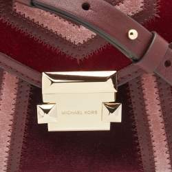 Pre Owned Michael Kors Tri Color Leather and Velvet Mini Whitney Top Handle Bag