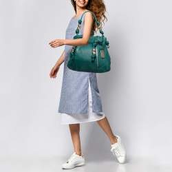 Pre Owned Michael Kors Green Leather Roslyn Hobo