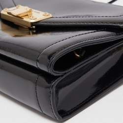 Pre Owned Michael Kors Black Patent Leather Kinsley Clutch Bag