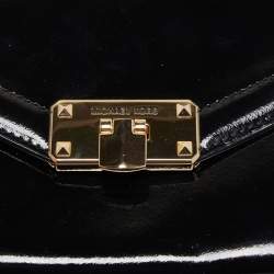 Pre Owned Michael Kors Black Patent Leather Kinsley Clutch Bag