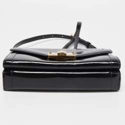 Pre Owned Michael Kors Black Patent Leather Kinsley Clutch Bag