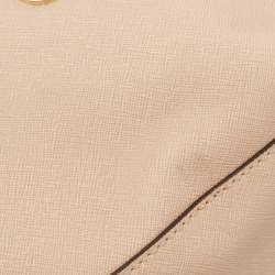 Pre Owned Michael Kors Beige Leather Small Ava Top Handle Bag