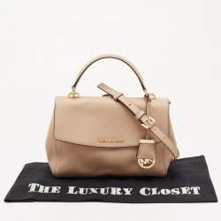 Pre Owned Michael Kors Beige Leather Small Ava Top Handle Bag