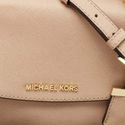 Pre Owned Michael Kors Beige Leather Small Ava Top Handle Bag