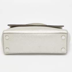 Pre Owned Michael Kors Silver Leather Small Ava Top Handle Bag