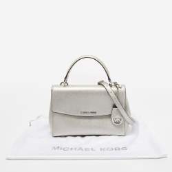 Pre Owned Michael Kors Silver Leather Small Ava Top Handle Bag