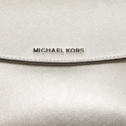 Pre Owned Michael Kors Silver Leather Small Ava Top Handle Bag