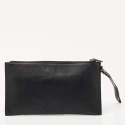Pre Owned Michael Kors Black Leather Wristlet Pouch
