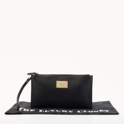 Pre Owned Michael Kors Black Leather Wristlet Pouch