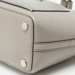 Pre Owned Michael Kors Grey/Silver Saffiano Leather Small Greenwich Bucket Bag