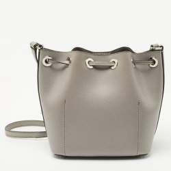 Pre Owned Michael Kors Grey/Silver Saffiano Leather Small Greenwich Bucket Bag