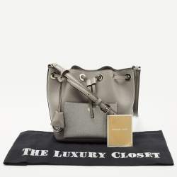 Pre Owned Michael Kors Grey/Silver Saffiano Leather Small Greenwich Bucket Bag