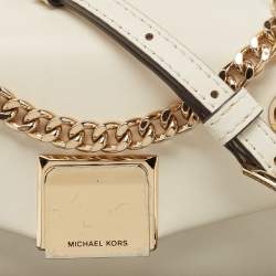 Pre Owned Michael Kors Off White Leather Small Lita Top Handle Bag