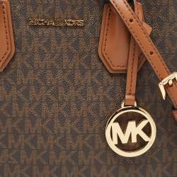 Pre Owned Michael Kors Brown Signature Coated Canvas and Leather Mini Mercer Tote