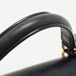 Pre Owned Michael Kors Black Leather Flap Top Handle Bag
