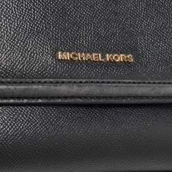 Pre Owned Michael Kors Black Leather Flap Top Handle Bag