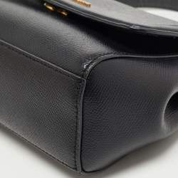 Pre Owned Michael Kors Black Leather Flap Top Handle Bag