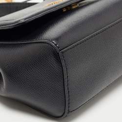 Pre Owned Michael Kors Black Leather Flap Top Handle Bag