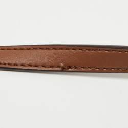 Pre Owned Michael Kors Off White/Brown Signature Coated Canvas and Leather Medium Trisha Crossbody Bag