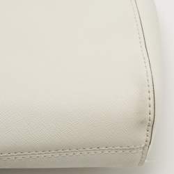 Pre Owned Michael Kors White Saffiano Leather Hannah Perforated Flap Shoulder Bag