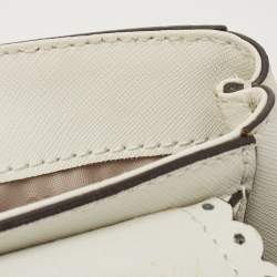 Pre Owned Michael Kors White Saffiano Leather Hannah Perforated Flap Shoulder Bag