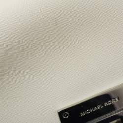 Pre Owned Michael Kors White Saffiano Leather Hannah Perforated Flap Shoulder Bag