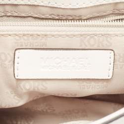 Pre Owned Michael Kors White Saffiano Leather Hannah Perforated Flap Shoulder Bag