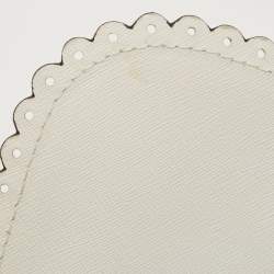 Pre Owned Michael Kors White Saffiano Leather Hannah Perforated Flap Shoulder Bag