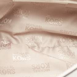 Pre Owned Michael Kors White Saffiano Leather Hannah Perforated Flap Shoulder Bag