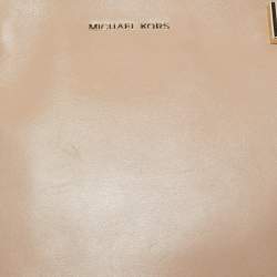 Pre Owned Michael Kors Beige Leather Amelia Top Zip Tote